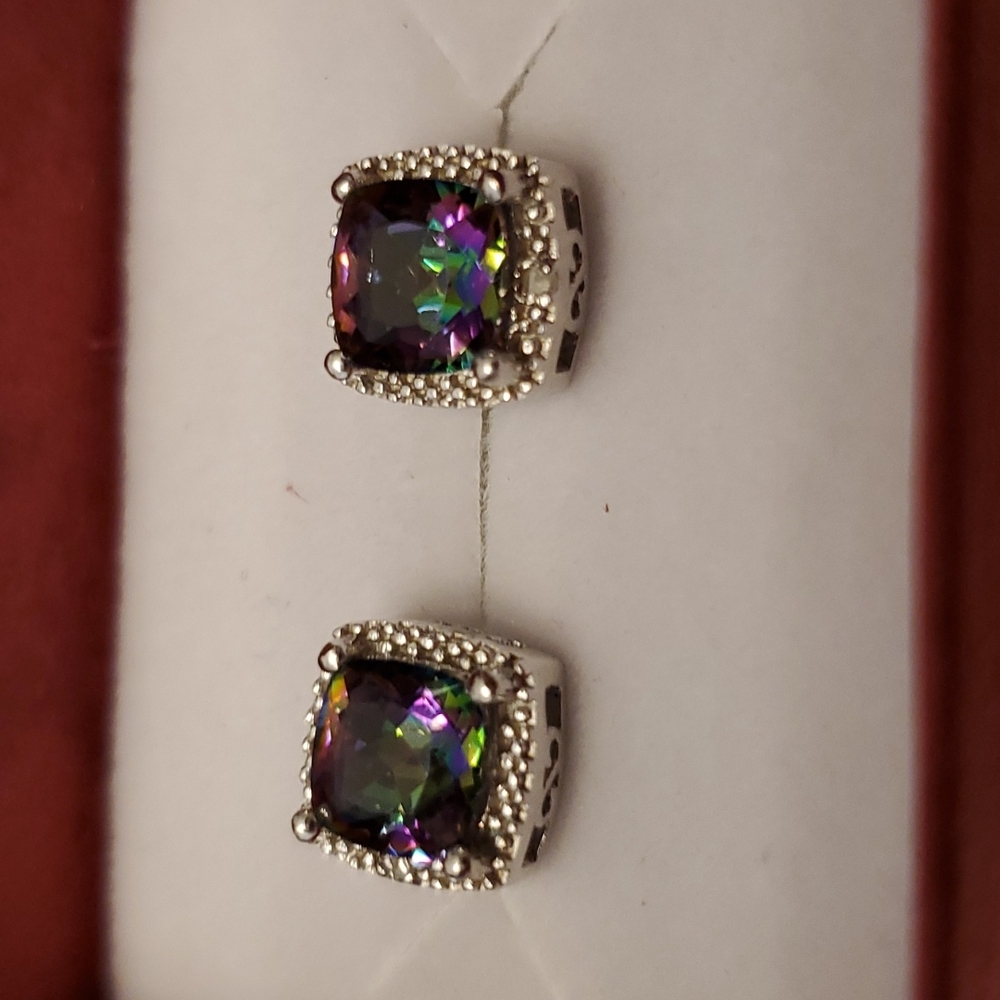 Mystic Topaz-Diamond Studs